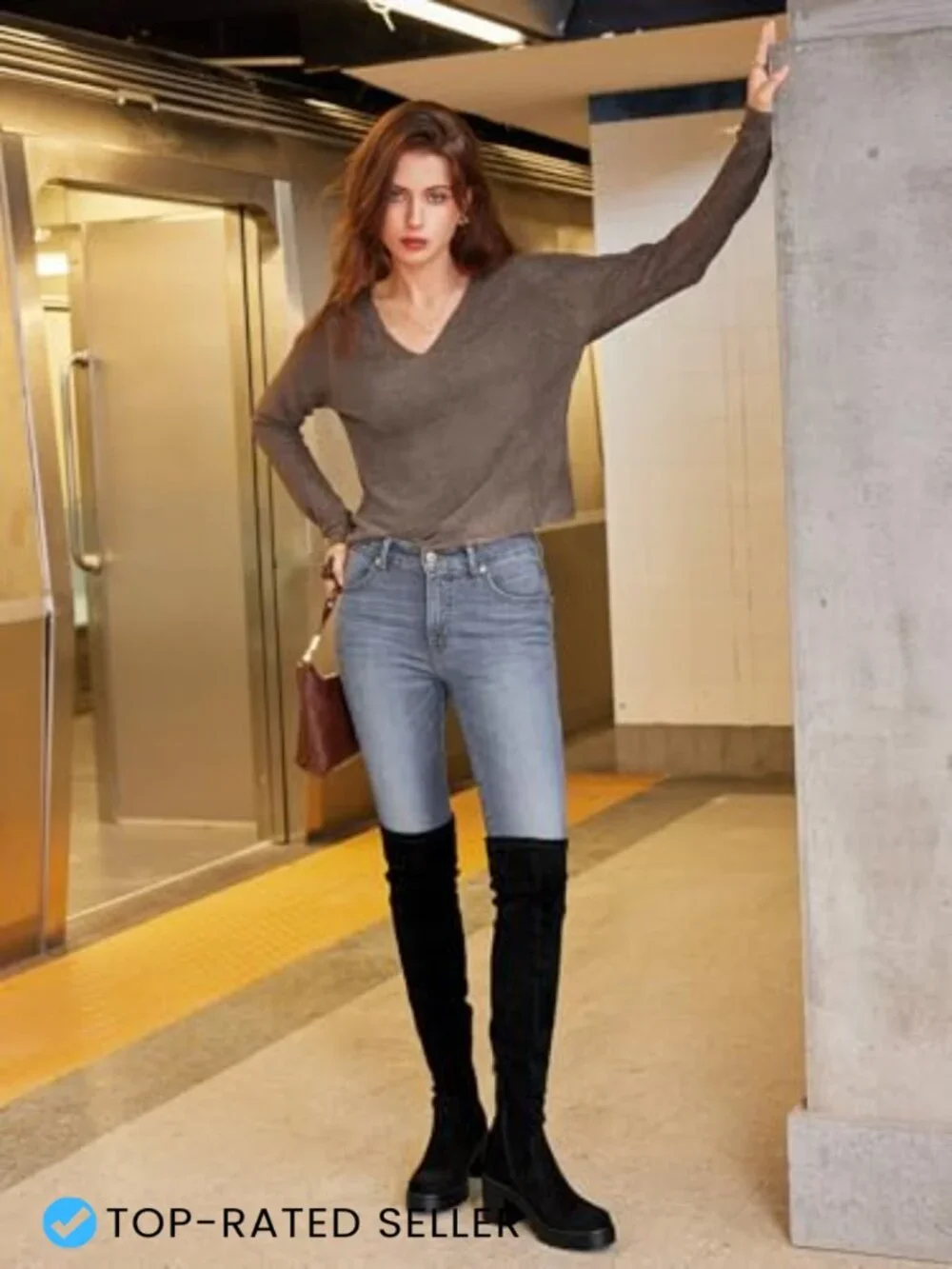 Over the Knee Boots Chunky Block Heel Platform Side Zipper Suede Fall Winter